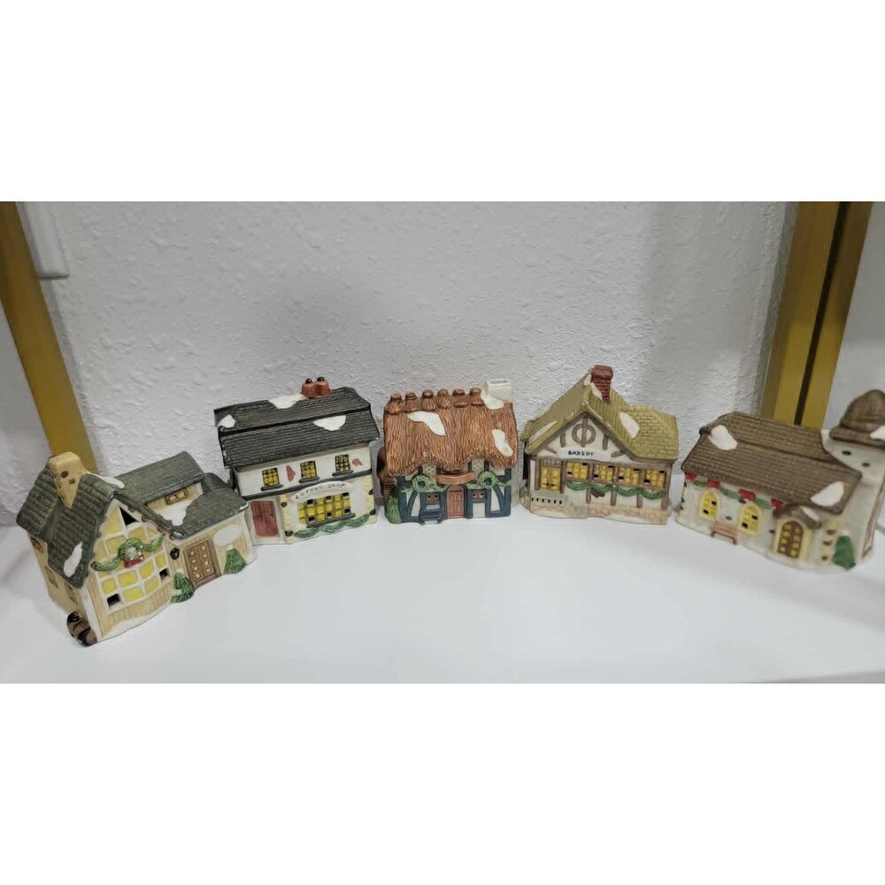Unbranded Ceramic Light Up Christmas Village Houses Coffee Shop Bakery Church